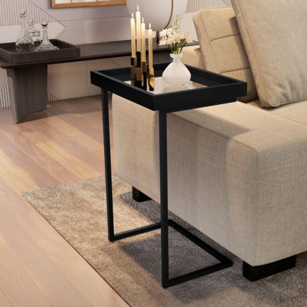 Mesa De Apoio Com Pés De Ferro India Preto