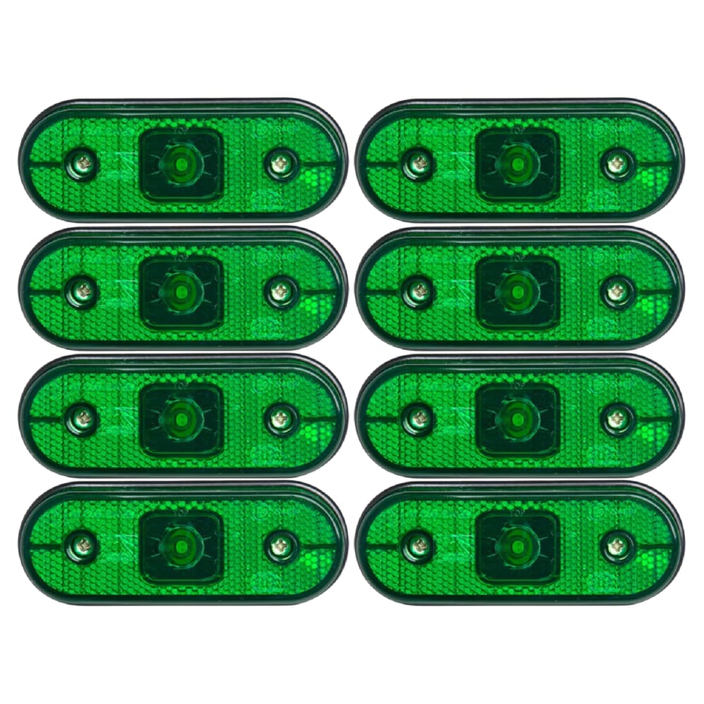 Kit 8 Lanterna Lateral Retangular Com Led Verde As0607000
