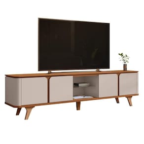Rack Curvado Para Tvs De 60 Polegadas Welch Cedro Off White