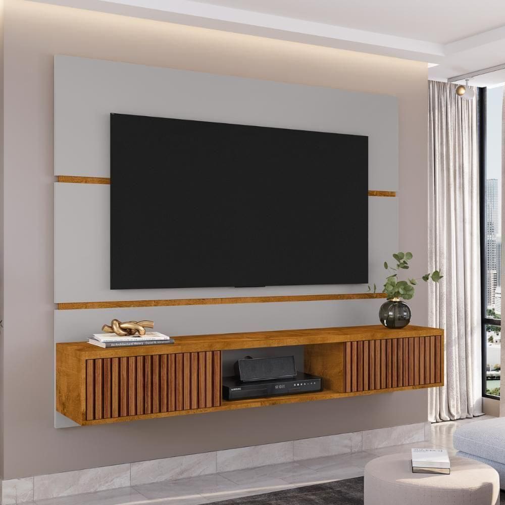 Painel Para 65 Polegadas Citrino Off White Nature Ripado