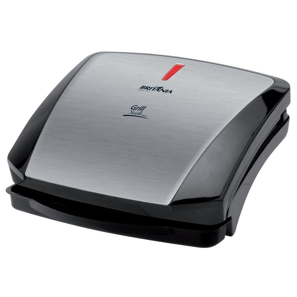 Grill Sanduicheira Britania Inox 1200w Luz Indicadora E Bandeja Coletora 220V