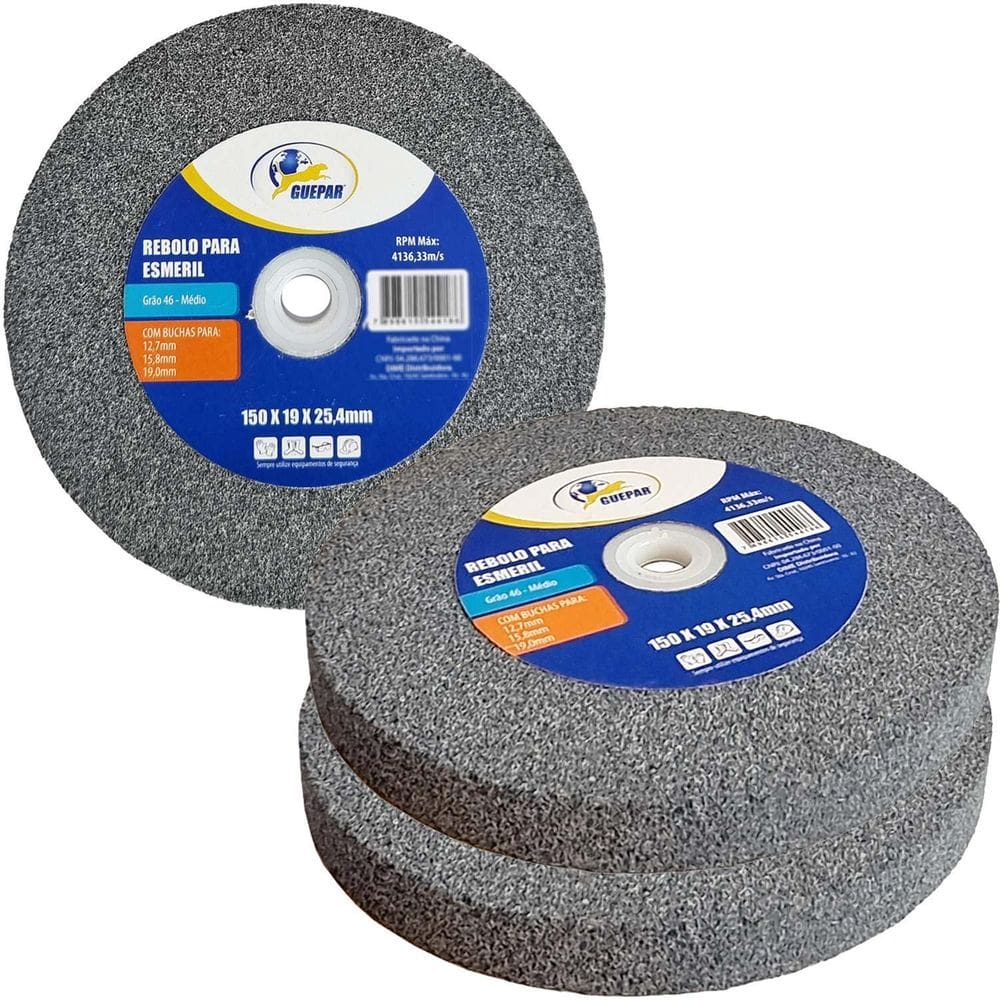 Kit 3 Rebolos Para Esmeril 6 Pol 150Mm 3 Buchas Profissional