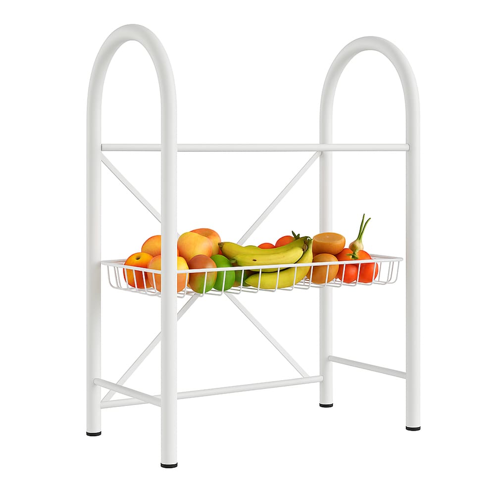 Fruteira 2 Prateleiras s/ Granito 1 Cesto Aço Carbono Isla