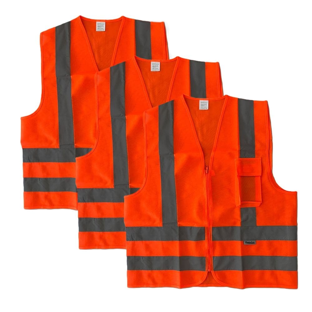 Colete Refletivo Laranja EPI Motorista com Ziper e Bolso - XG