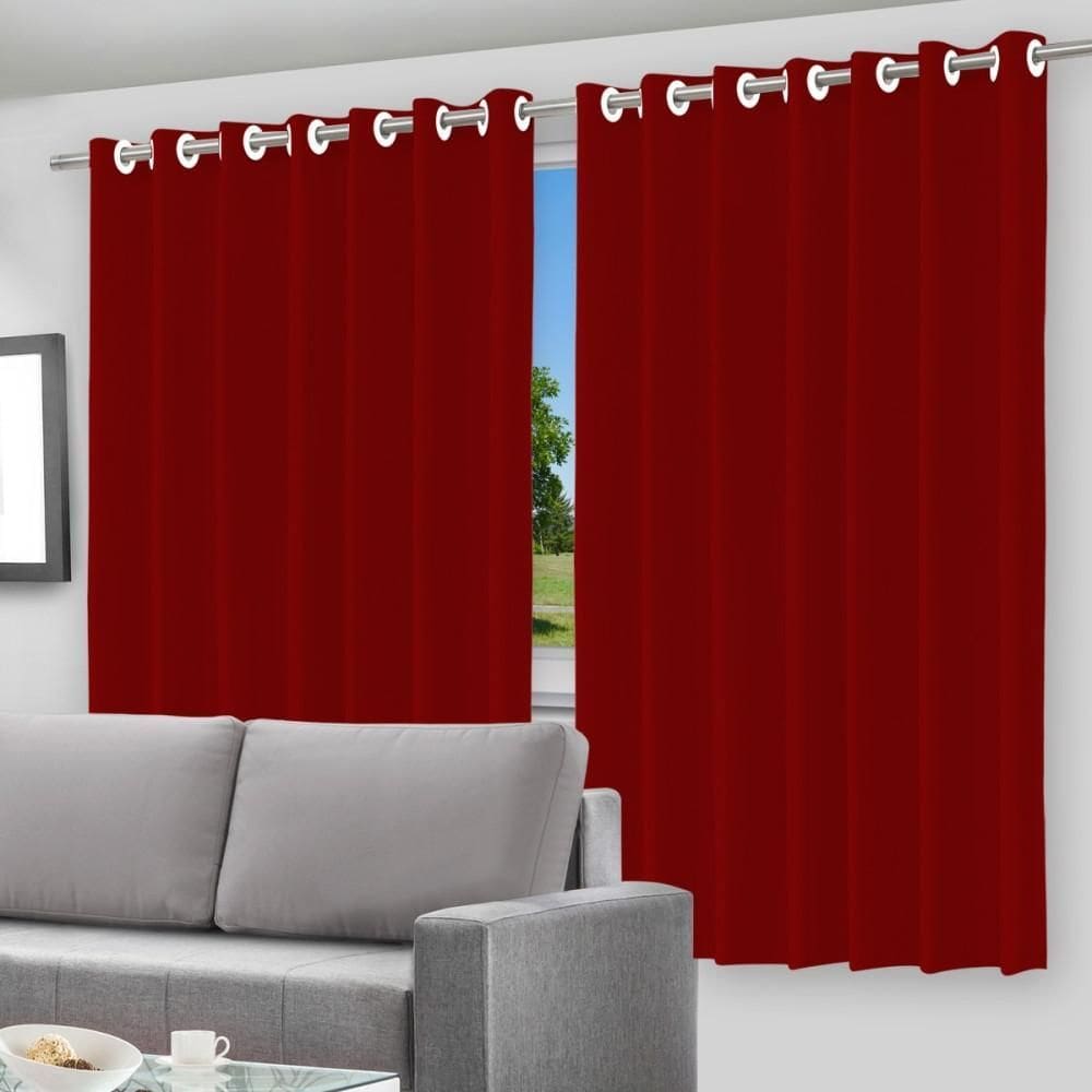 Cortina Blackout Vermelha C/Forro Ilhós 280X220Cm Corta Luz