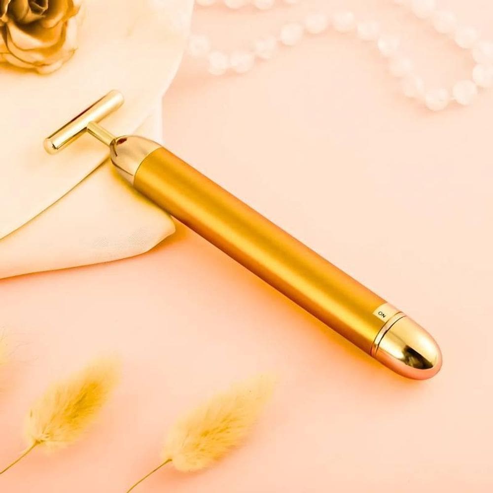 Massageador Facial Elétrico Gold 24K Harmonização Anti-Rugas