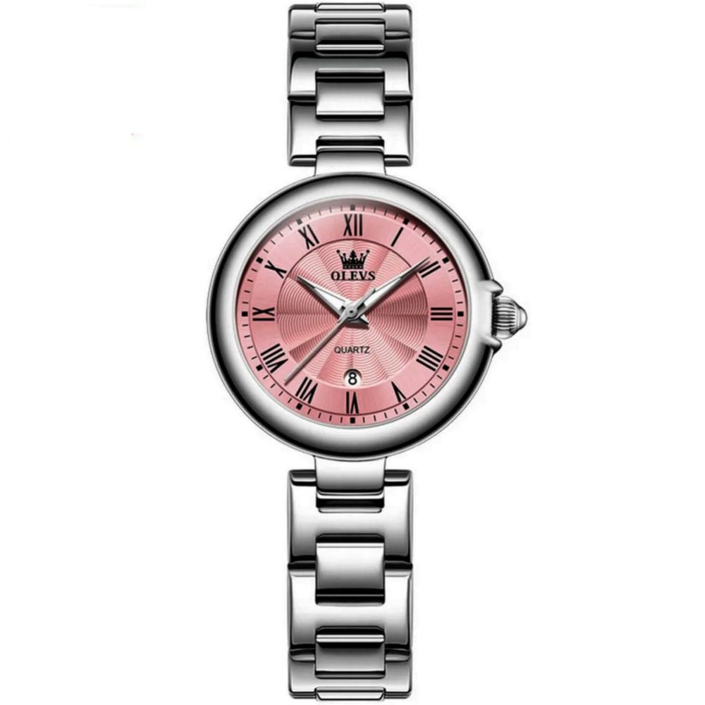Relógio de Quartzo Feminino Design Fino Elegante Luminoso em Aço Inoxidavel
