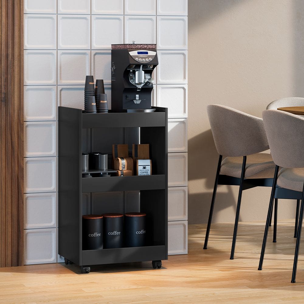 Mesa Lateral Balcão para Organizar Multiuso Modelo Jade para Casa Preto
