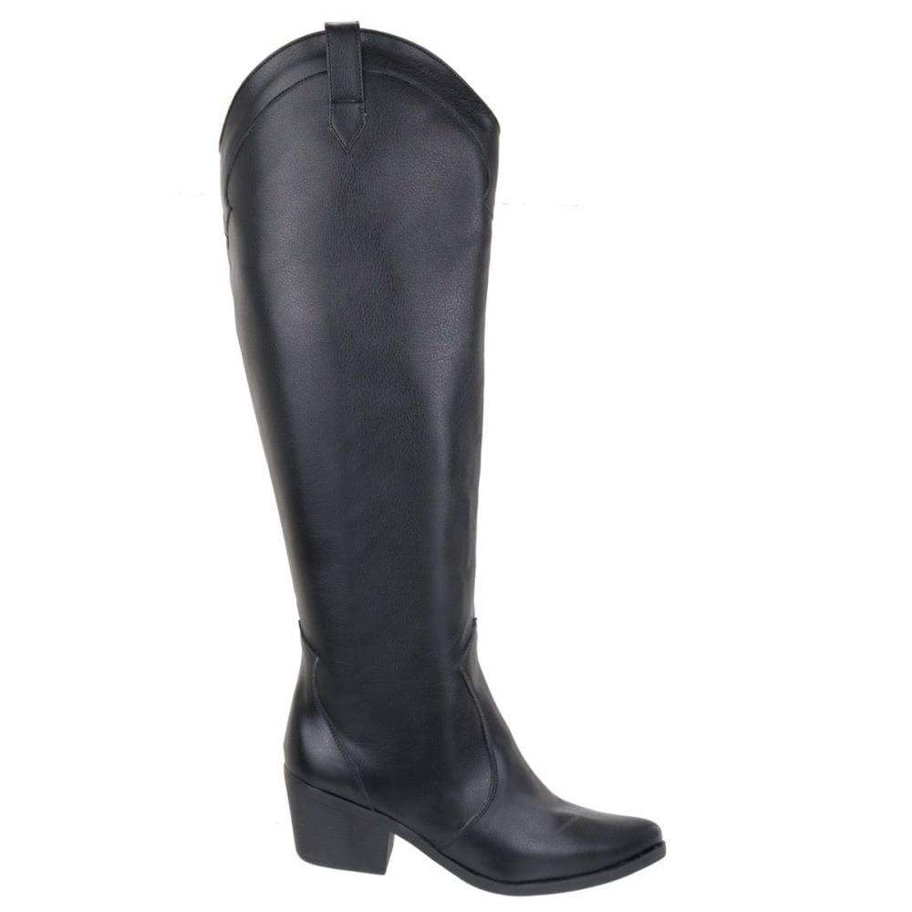 Bota Texana Feminina Cano Longo Zíper Lateral Casual Dia a Dia