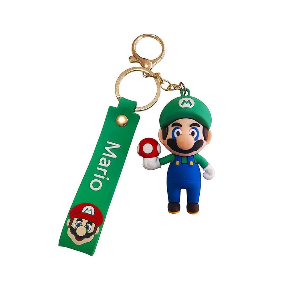 Chaveiro 3D Personagem Luigi Com Mosquetão Mario Bros