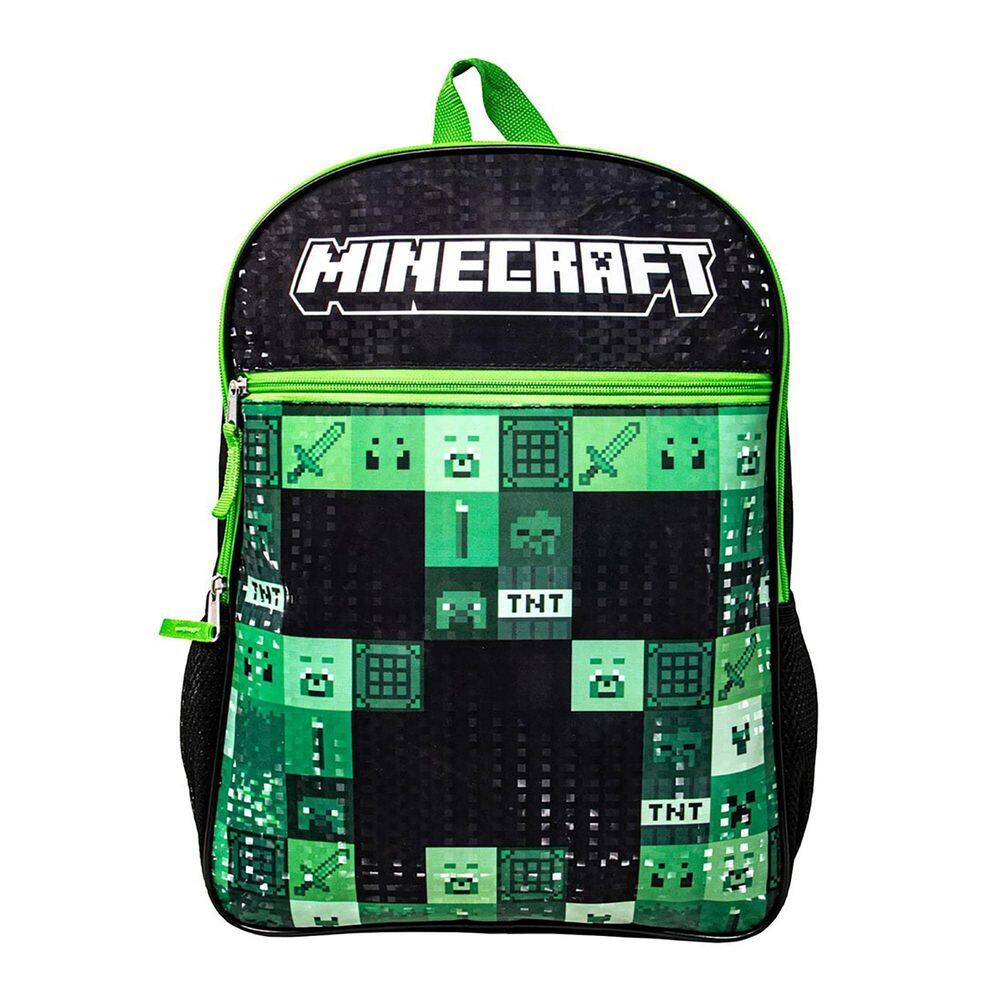 Mochila Minecraft Casual para homens de poliéster verde