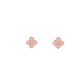 Brinco Prata Flor com Resina Rosa Pastel 0.8g Embalagem