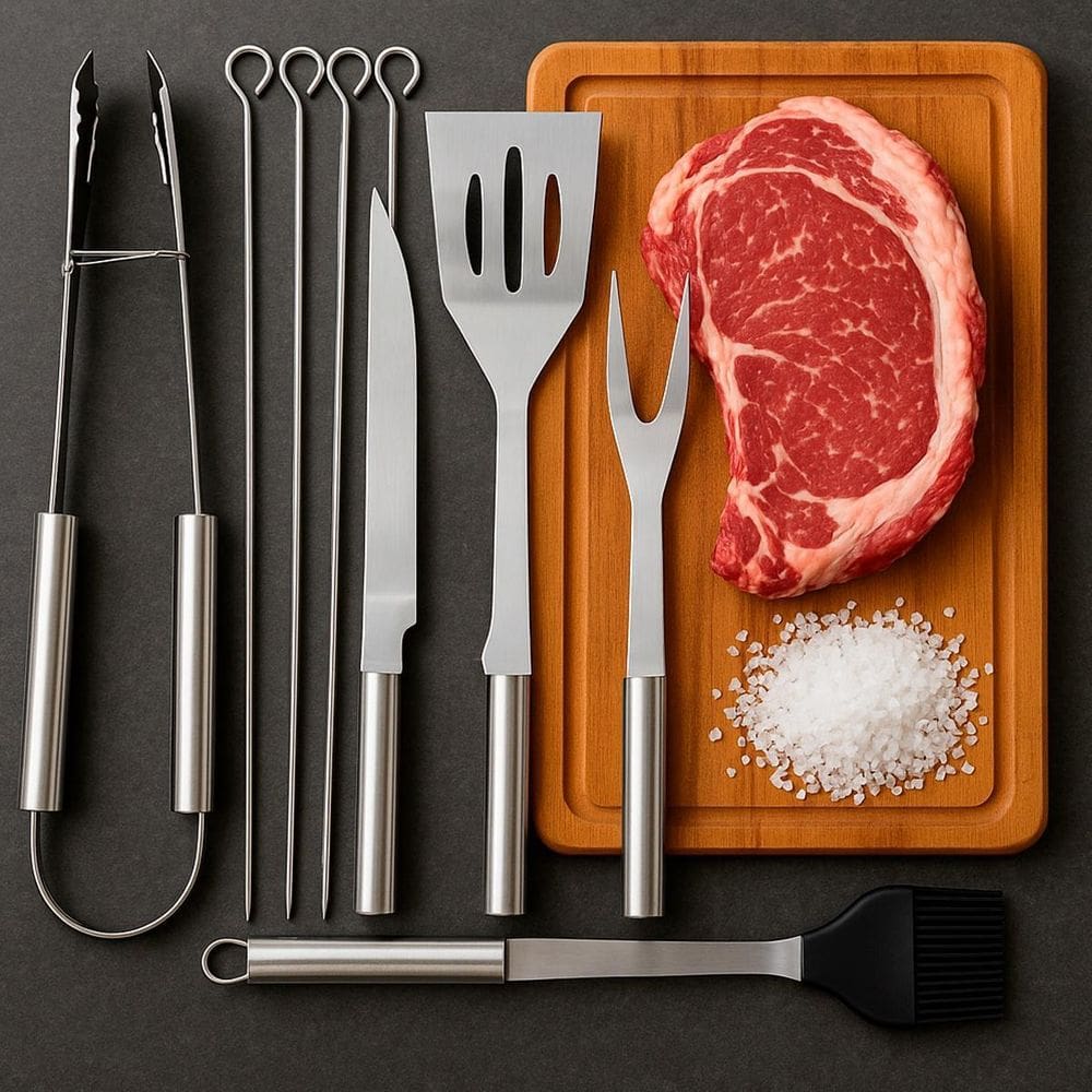 Kit Churrasco Reforçado Com Utensílios De Qualidade