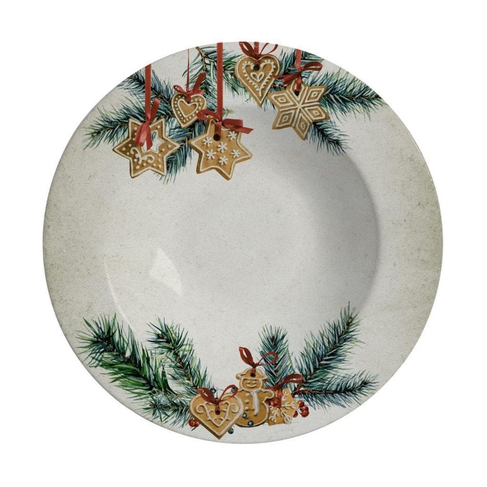 Conjunto C/6 Pratos Fundo Natal Gingerbread Alleanza 1Linha