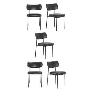 Kit 5 Cadeiras Mona Para Sala Jantar Gourmet em Aço-Couríssimo-Preto-EdeCasaMoveis