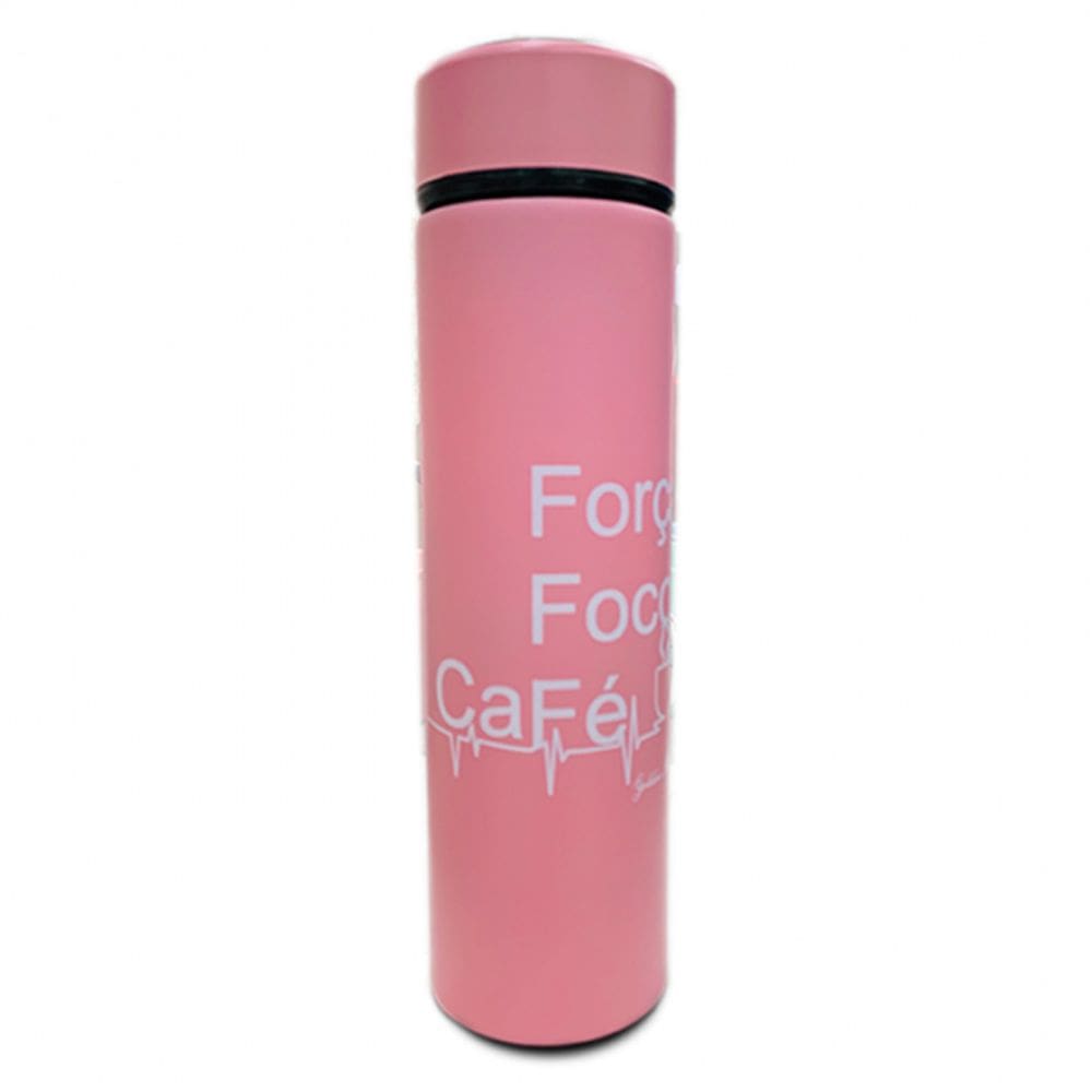 Garrafa Termometro Termica Inox Display Led A Vacuo Cor:Rosa