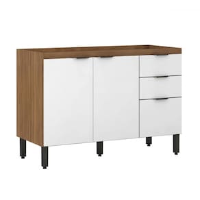 Balção de Cozinha para Pia 120cm Sophia Amêndola/Branco - Pnr Móveis