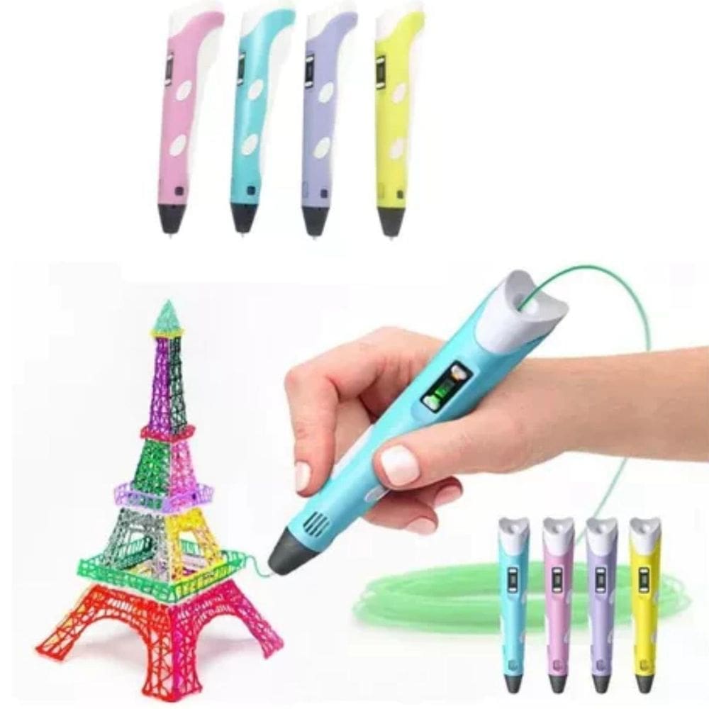Caneta 3D Filamento Colorido Diversão E Criatividade Entrega