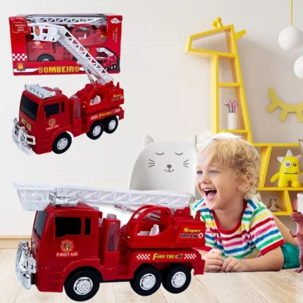 Brinquedo Educativo Caminhão Bombeiro Som E Luzes Criança