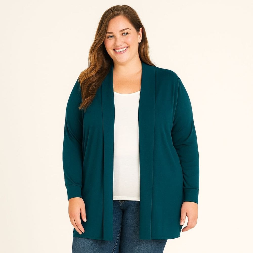 Cardigan Feminino Plus Size em Pelo Aveludado Cereja Rosa