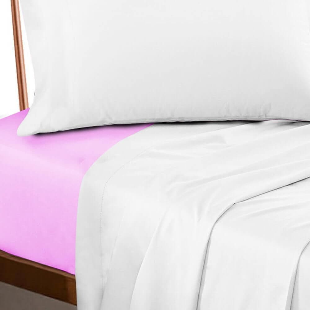 Lençol Queen Profissional Elástico 200 Fios Premium Rosa