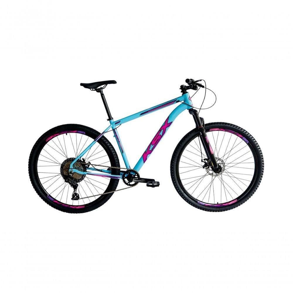 Bicicleta Aro 29 Ksx Sd7 12v Garfo Com Trava K7 11/50 Freios Hidráulicos Kit 1x12 - Azul/rosa Tam. 15