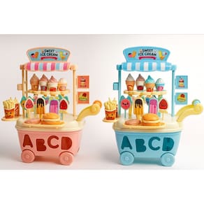 Brinquedo Carrinho de Sorvete Cesto com Lanches 41 Peças