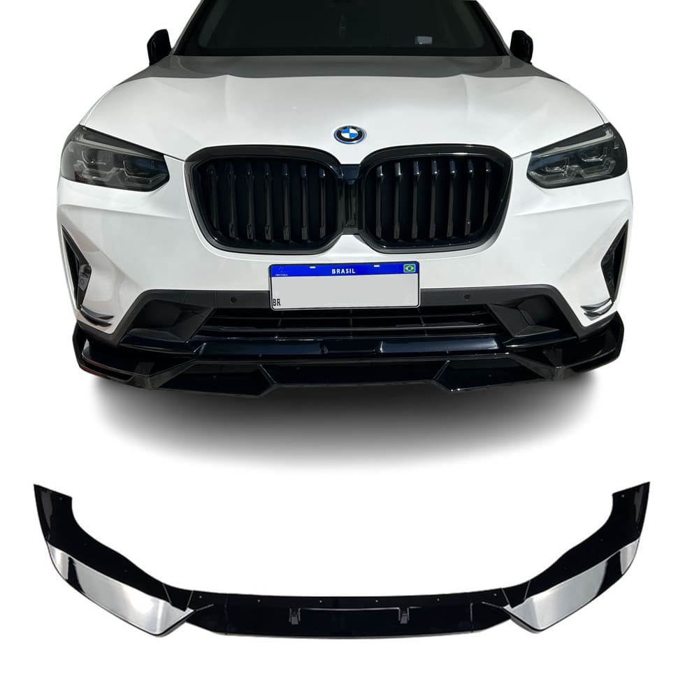 Spoiler Aerofólio Frontal BMW X3 X4 iX3 G01 G02 Black Piano