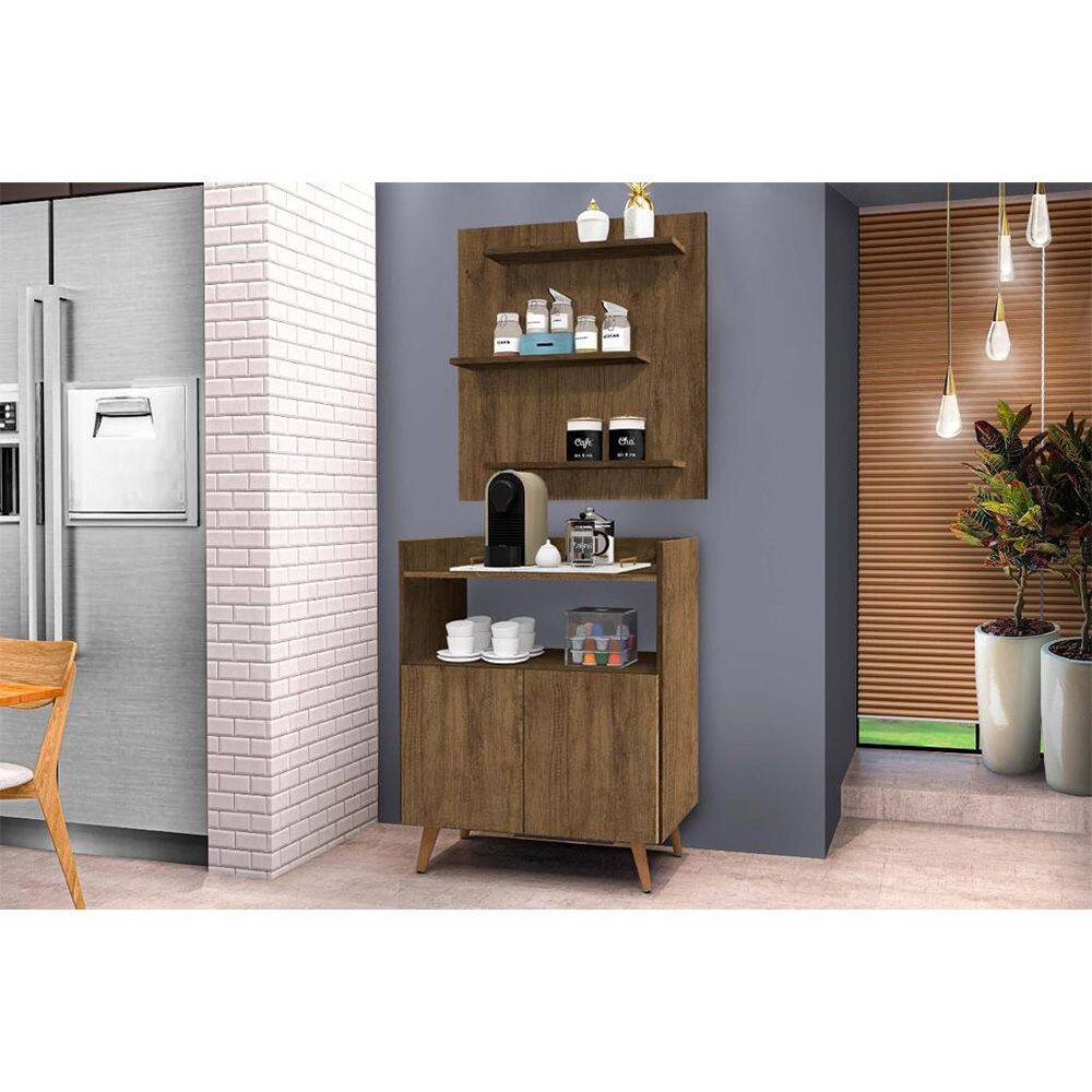 Conjunto Painel e Aparador Cantinho do Café Suiça Ferrara Madeirado