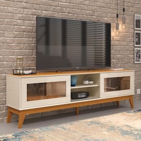 Rack Para Tv Até 65 Polegadas Amber 2 Portas Vidro Deslisante Reflecta 180Cm