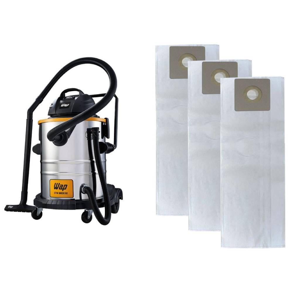 Saco Descartável Aspirador Pó Wap Gtw Inox 50 Com 3 Unidades
