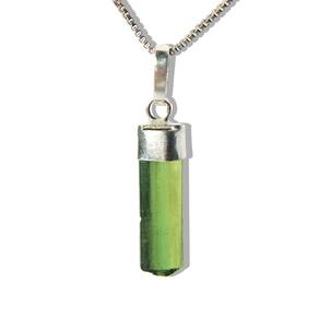 Colar Nlux Canudo Turmalina Verde Envolto 10 a 15mm Prata950