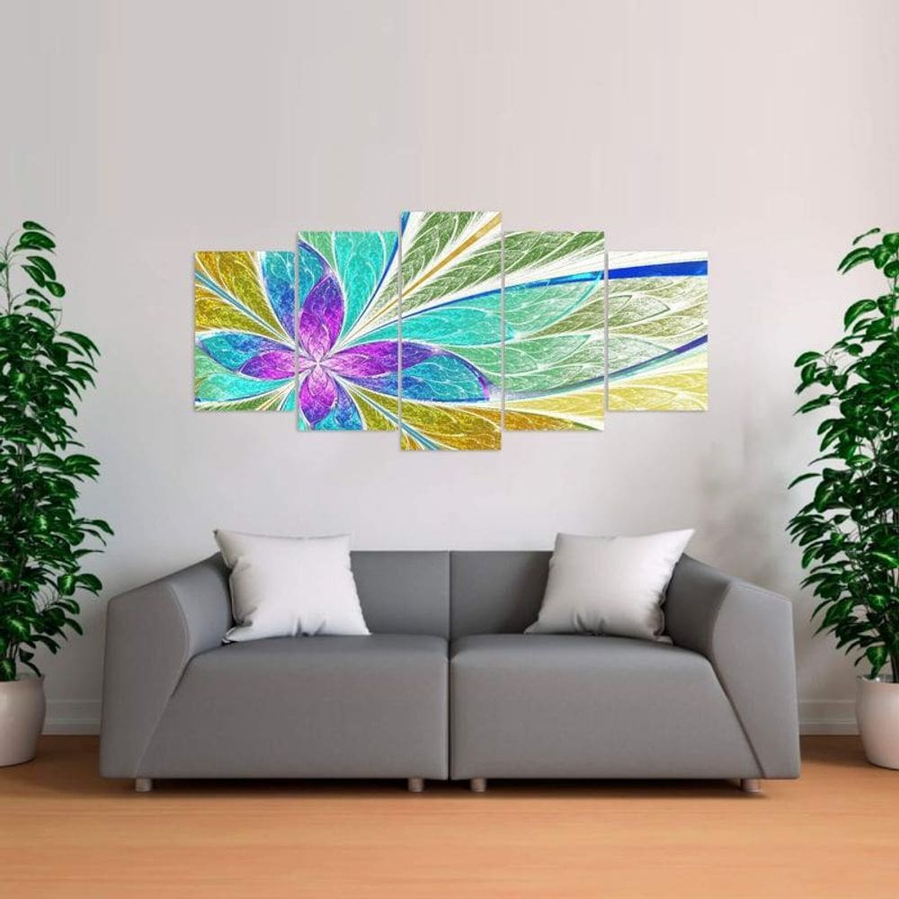 Quadro Decorativo Flores Design Colorido  Para Sala Mosaico