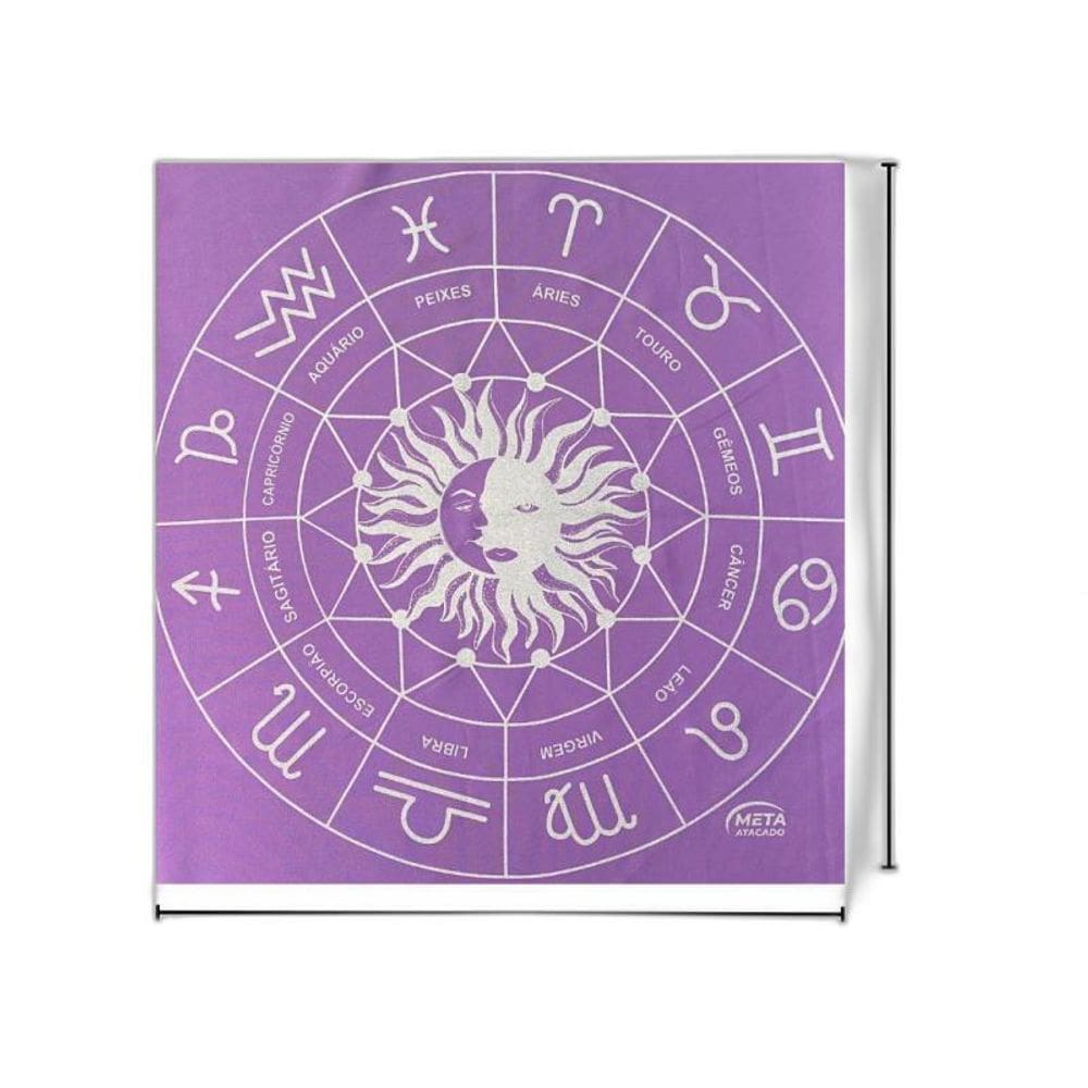 Toalha Jogo De Cartas Zodíaco 70 X 70 Cm Lilás
