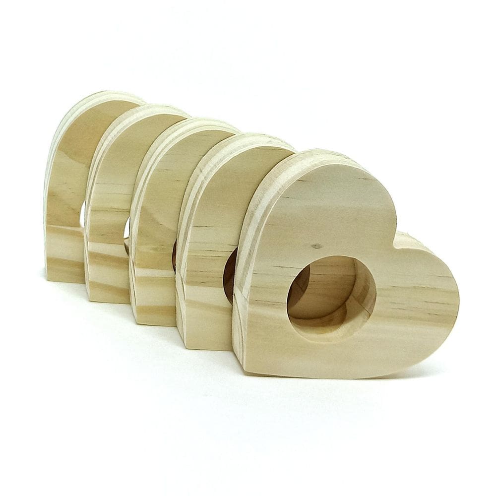 Kit 6 Porta Guardanapo Coração Madeira De Pinus Mesa Posta