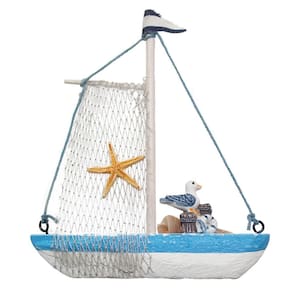 Miniatura Barco Navio De Madeira Veleiro Decoração Náutica – 14,5cm