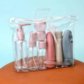 Kit Viagem Bolsa Com Spray Para /Shampoo/Perfumes 11 Peças