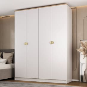 Guarda-roupa Solteiro 100% Mdf 4 Portas Brescia Branco
