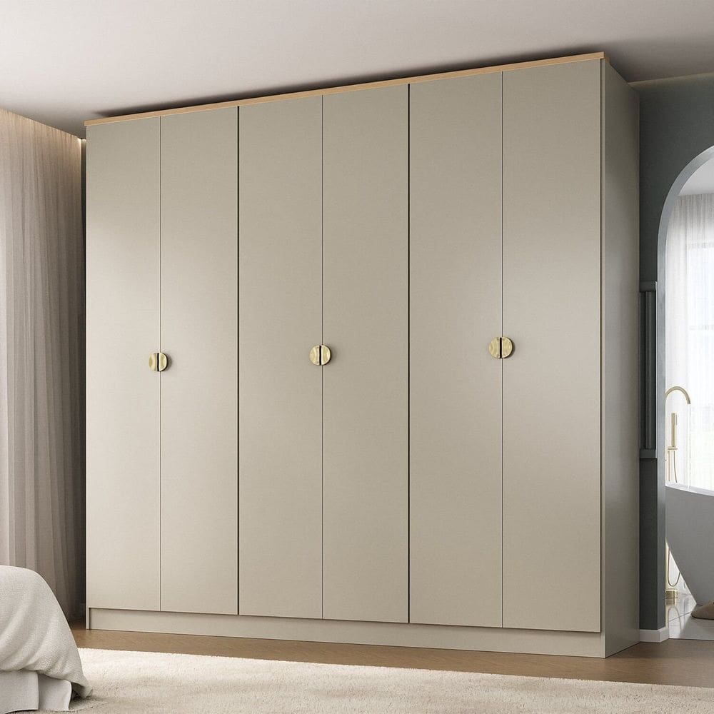 Guarda-roupa Casal 100% Mdf 6 Portas Brescia Panna