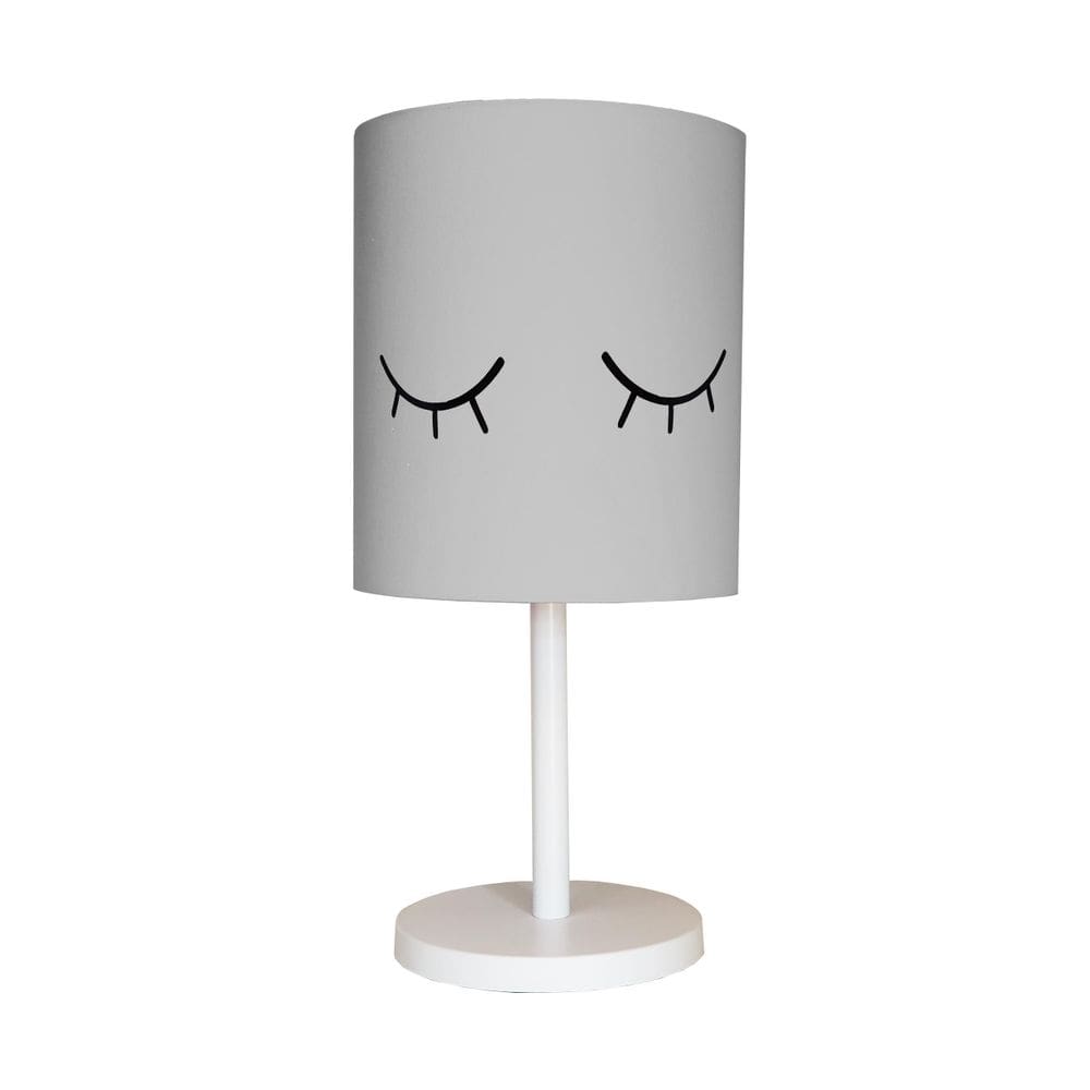 Abajur Infantil Olhinho Base Branca Cúpula 20X43 Cinza