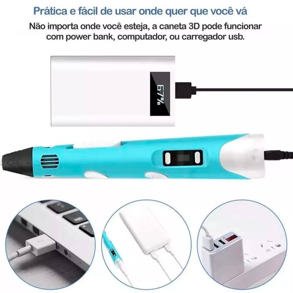 Caneta 3D Usb Desenho Colorido Criar