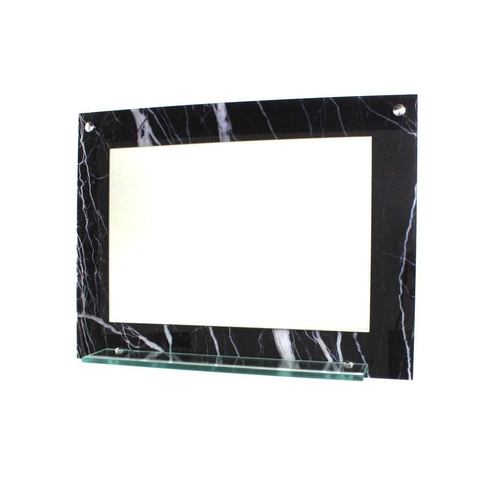 Espelho Banheiro Com Prateleira 60Cm X 45Cm Mármore Preto