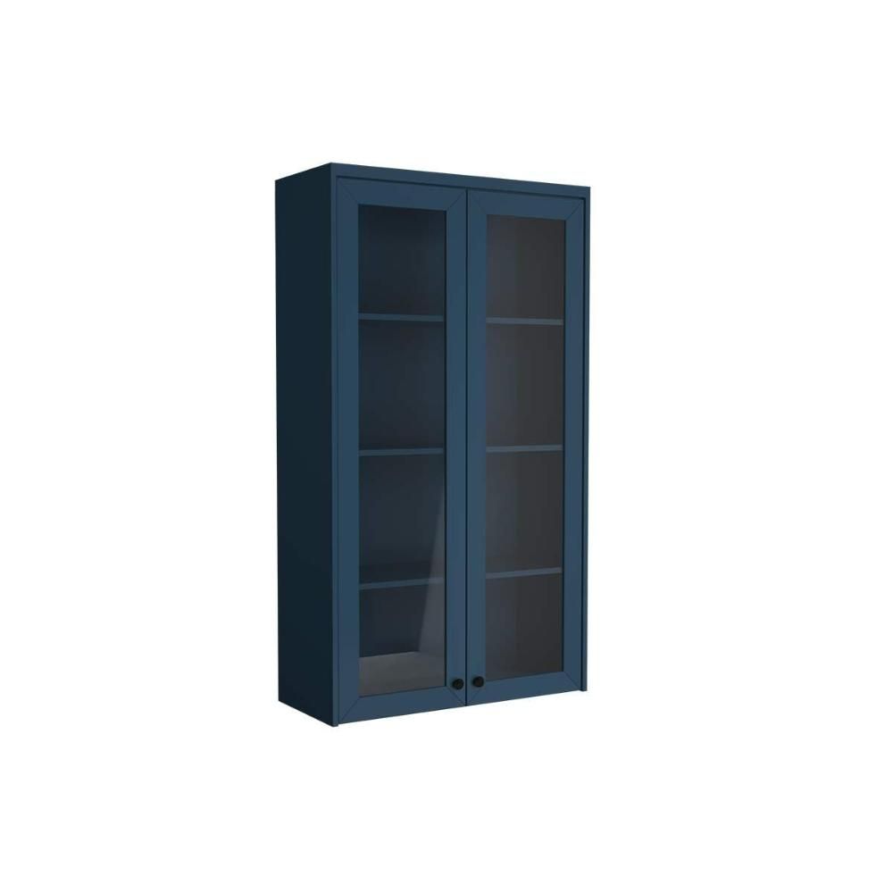 Armário Aéreo p/ Cozinha Évora PH 3129 c/ 2 Portas c/ Vidro 80cm Azul - Herval