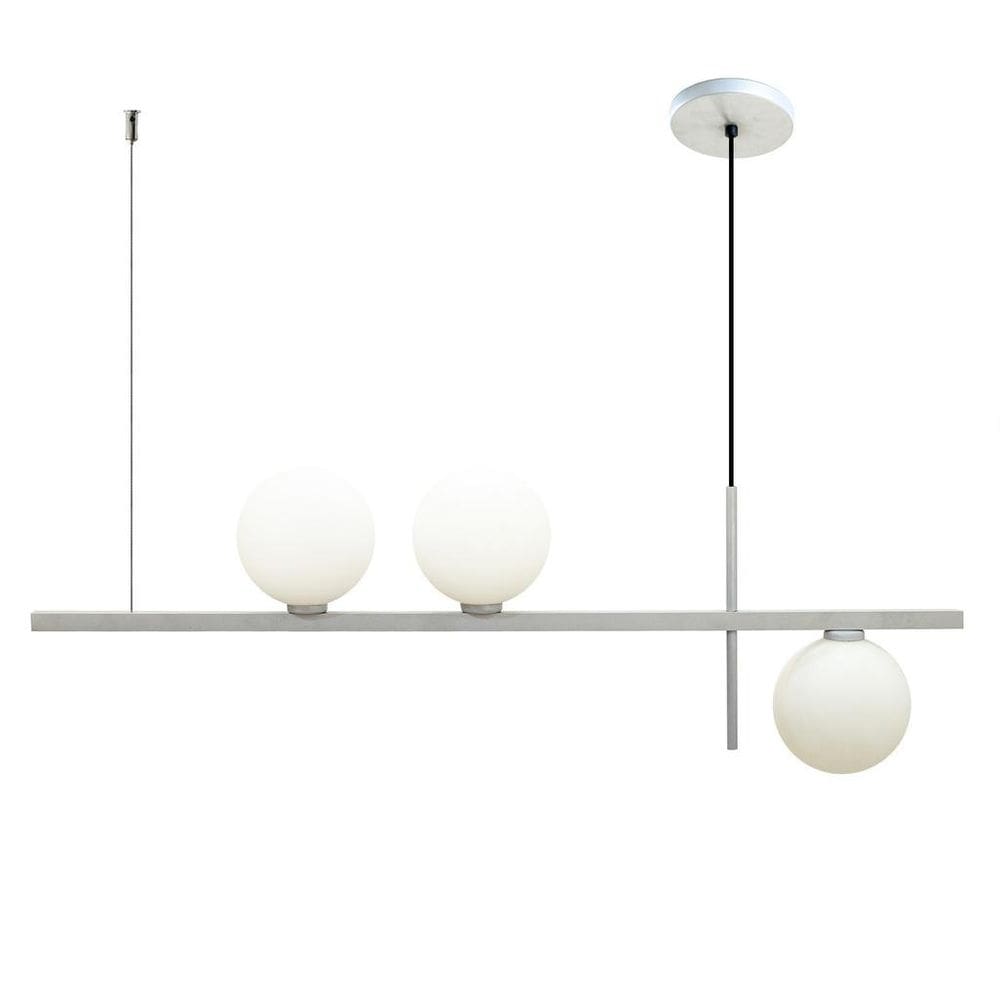 Pendente Lustre Jabuticaba Sala Jantar 3 Globos 12Cm Prata