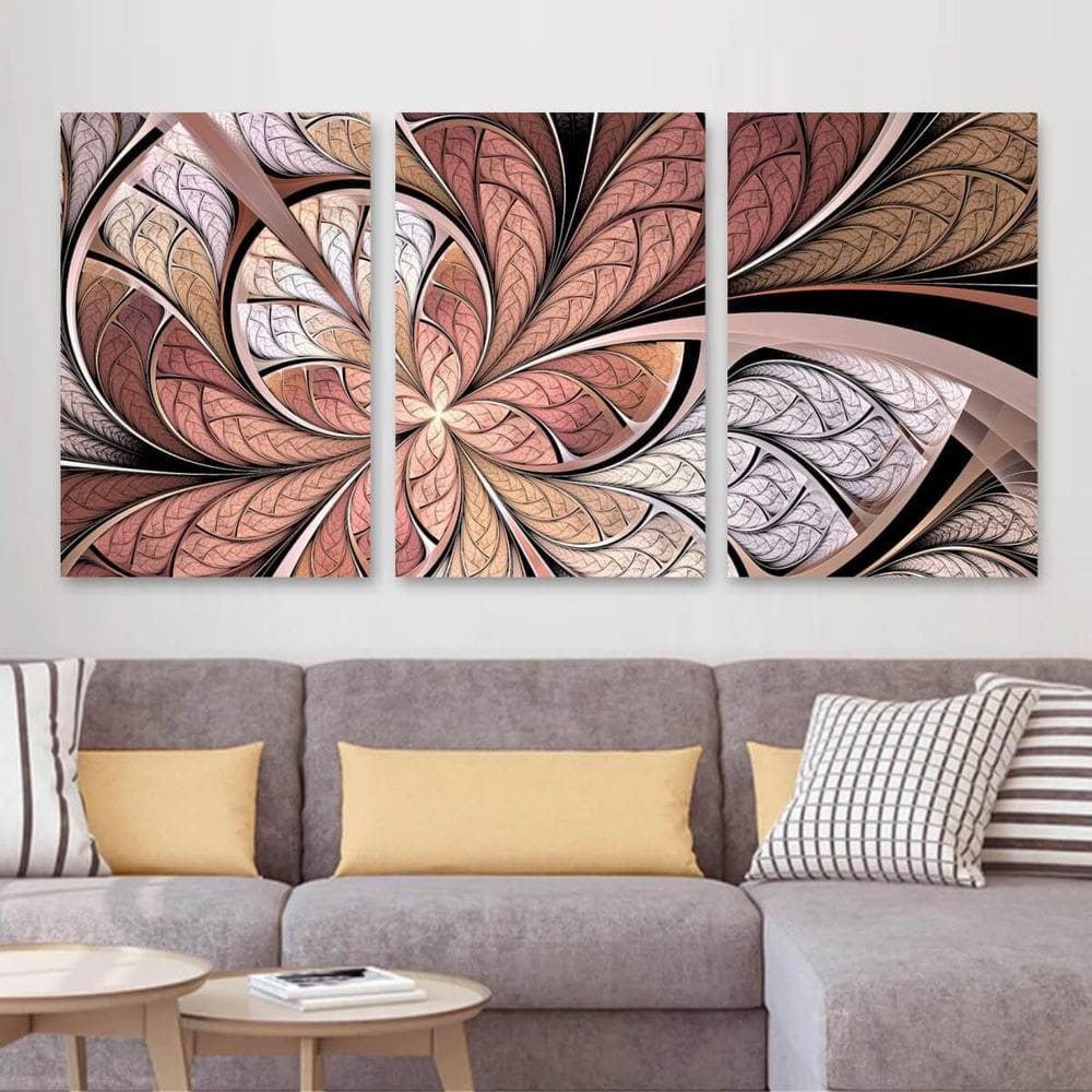 Quadro Abstrato Borboleta Vitral Flor Rose 60X120 Em Tecido