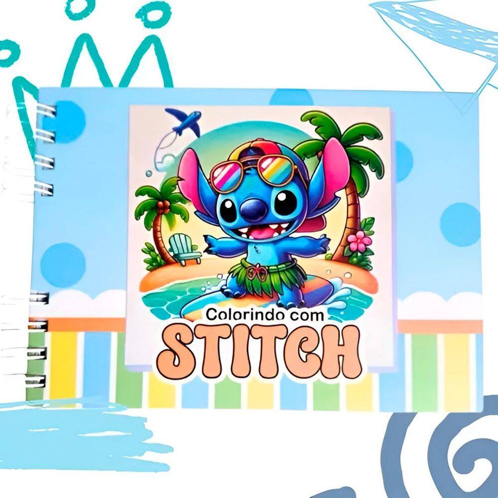 Livrinho Colorir Colorindo Com Stitch Capa Dura Cor:Azul