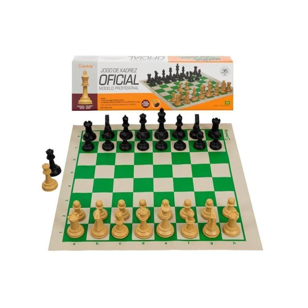 Jogo De Xadrez Profissional Com Tabuleiro E 2 Damas Extras