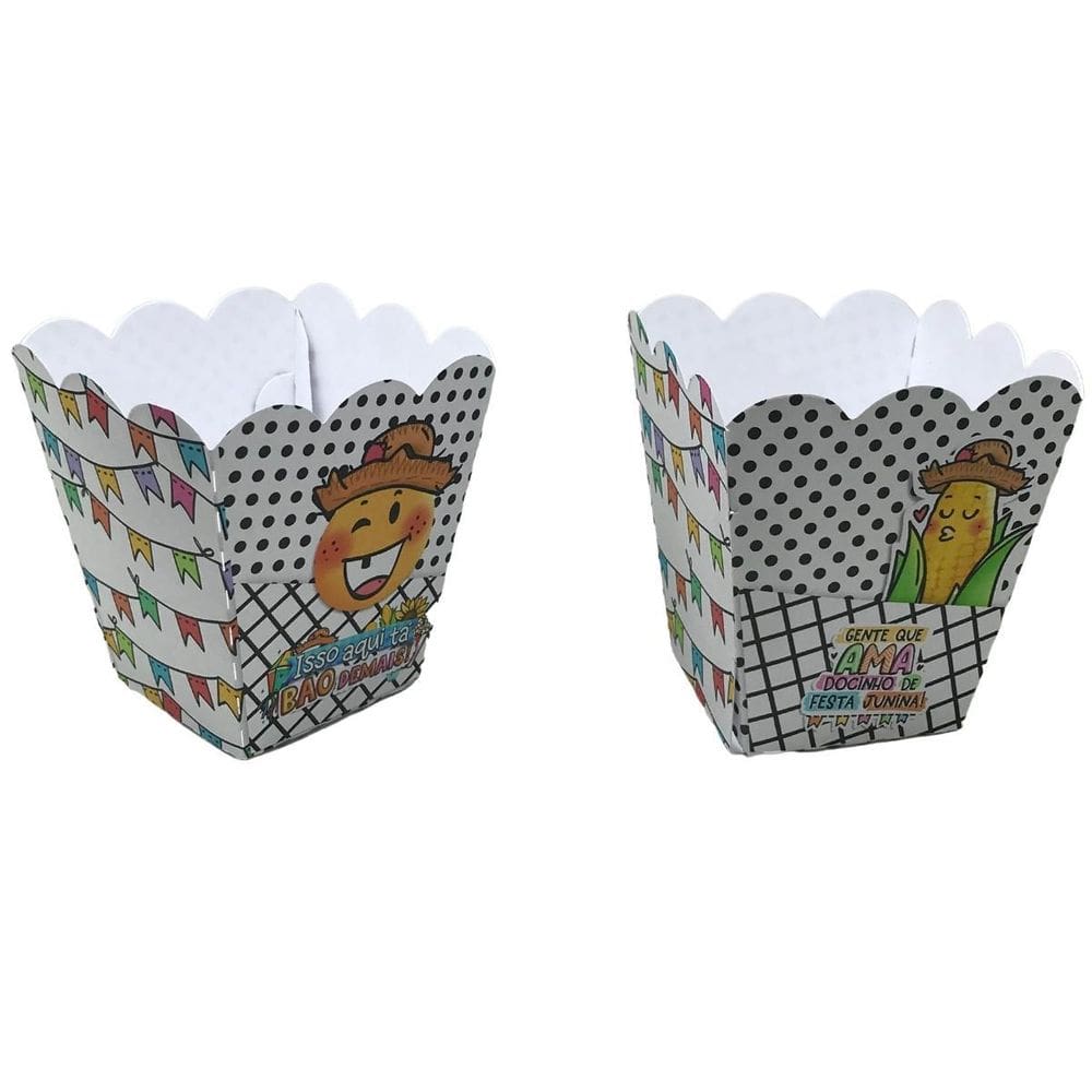Caixinhas De Pipoca Festa Junina Branca Kit 50 Unidades