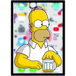 Quadro Homer Simpsons Cerveja Desenho Com Moldura G10