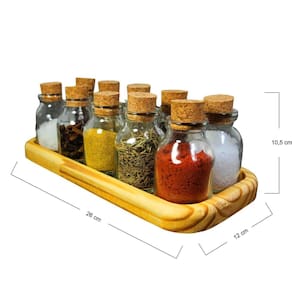 Porta Tempero Ágora 10 Pote Vidro Rolha Madeira Kit Cozinha